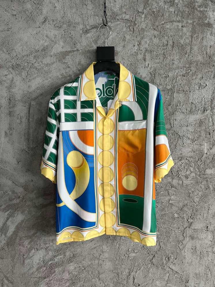 

Men' Casual Shirts WZ0816 Fashion Silk 2022 Runway Luxury European Design Party Style Men' Clothing, Picture shown