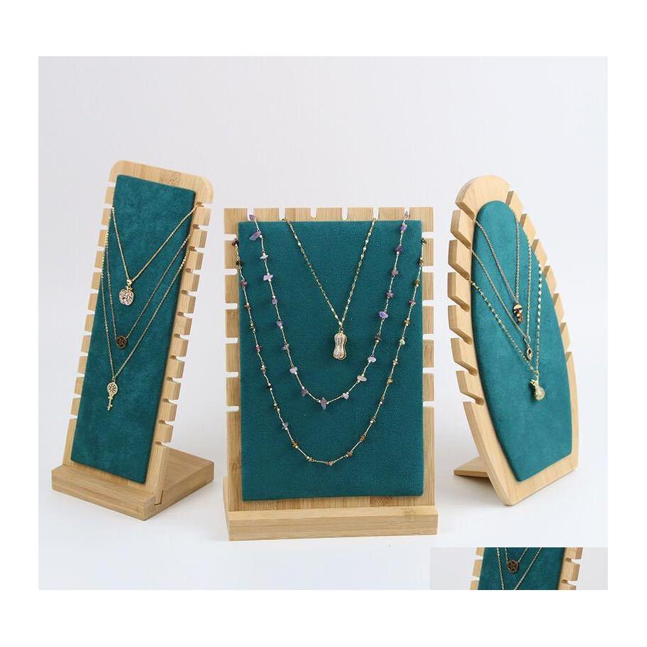 

Jewelry Pouches Bags Pouches Wooden Box Display Stand Rack For Necklace Earring Pendant Chain Holder Board Storage Shelf 3411 Q2 Dr Otfcq