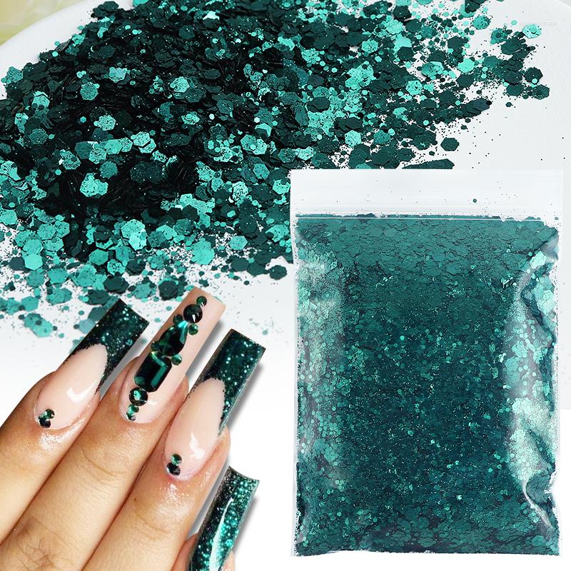 

Nail Glitter 50g Emerald Dark Green Chunky Mix Hexagon Ink-blue Bulk Fine Powder Decoration Accessories For Polish Supplies