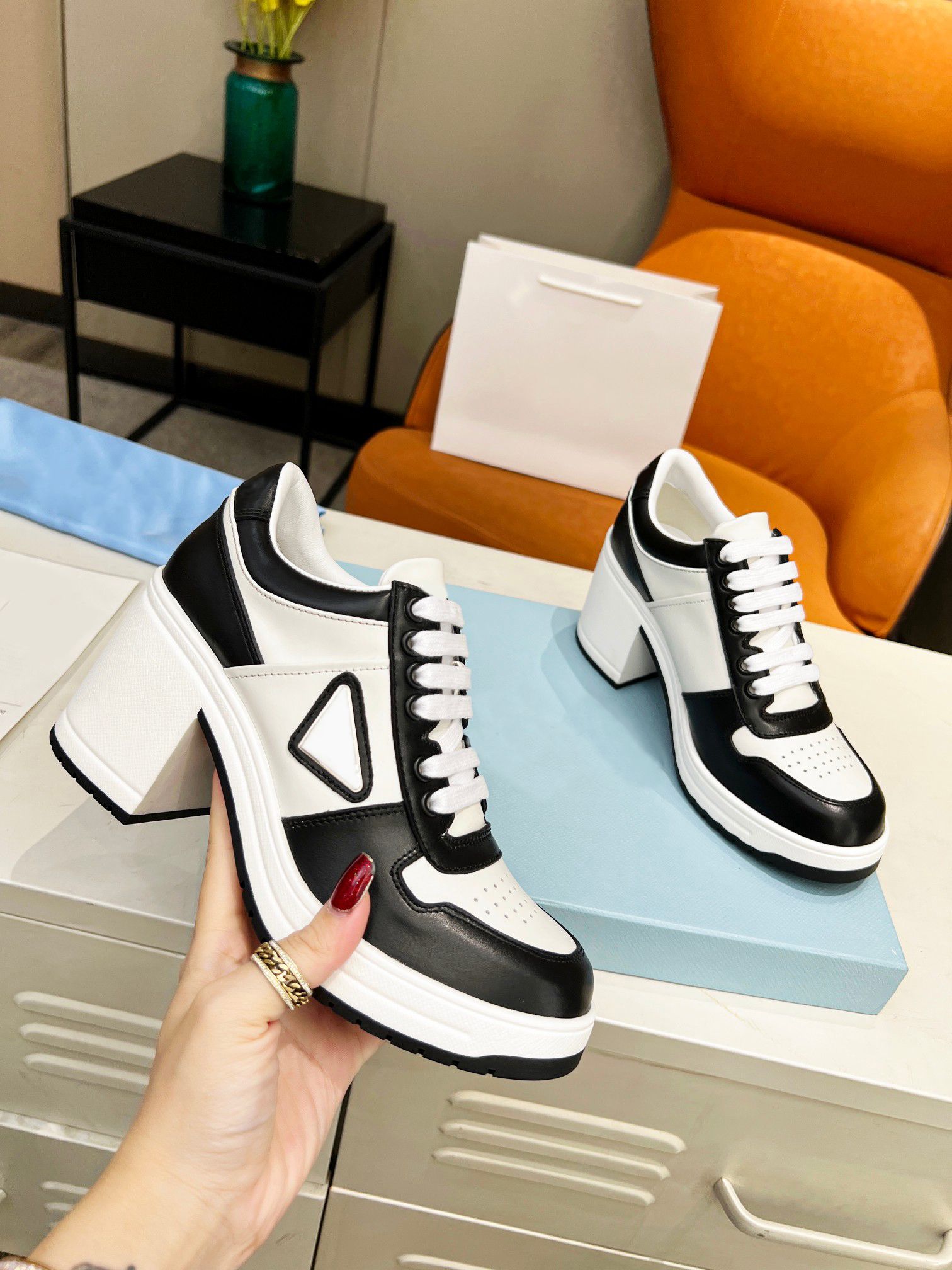 

Dress Shoes Downtown High-heeled Leather Sneakers Sporty Leather Sports Technical Fabric Re Nylon Chunky Light Rubber Sole Casual Walking Shoe, 13