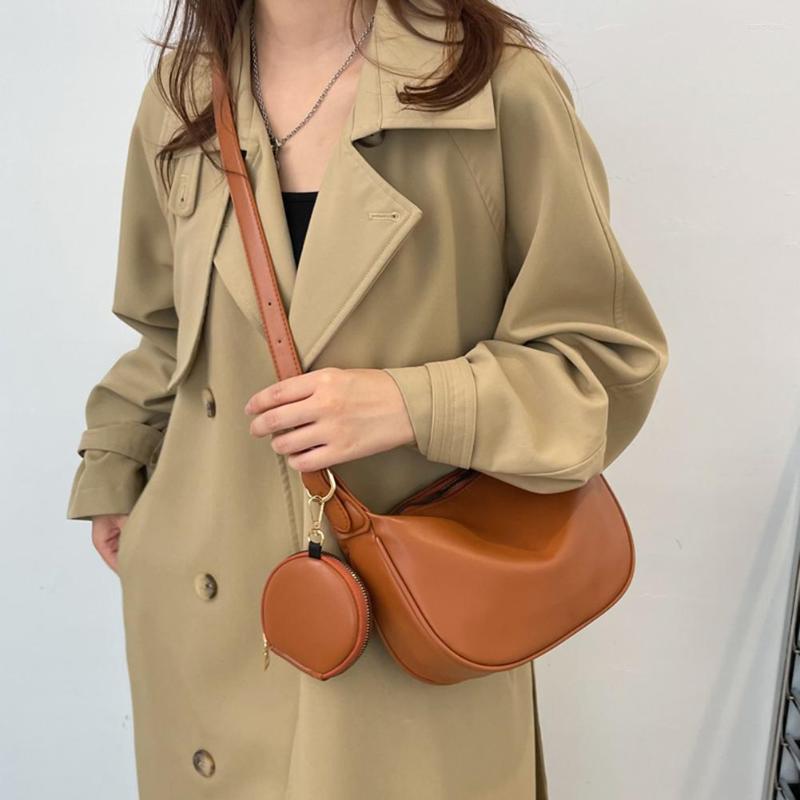 

Evening Bags Women Shoulder Messenger PU Leather Simple 2 In 1 Crossbody Handbags Sling Solid For Travel With Purse Designer, Black