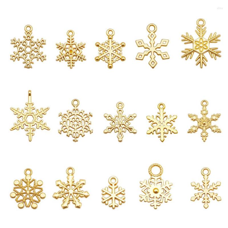 

Charms 100g/Pack Alloy Gold Color Christmas Snowflake Random Mixed Pendant Findings Xmas Decor Crafts Jewelry Making Accessory