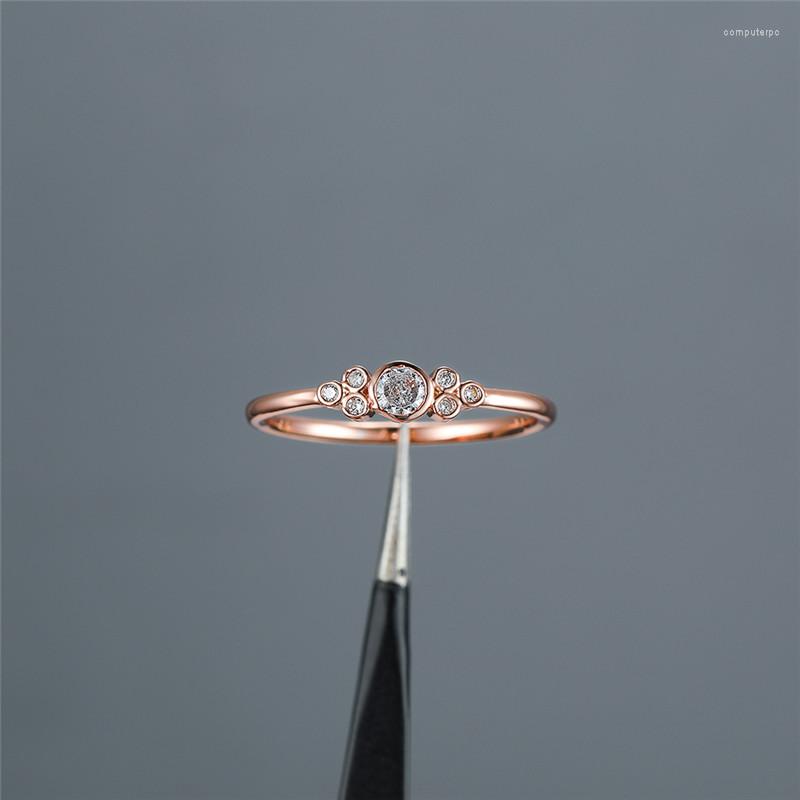 

Wedding Rings Charm Female White Zirconia Stone Ring Dainty Rose Gold Color Simple Round Thin Engagement For Women