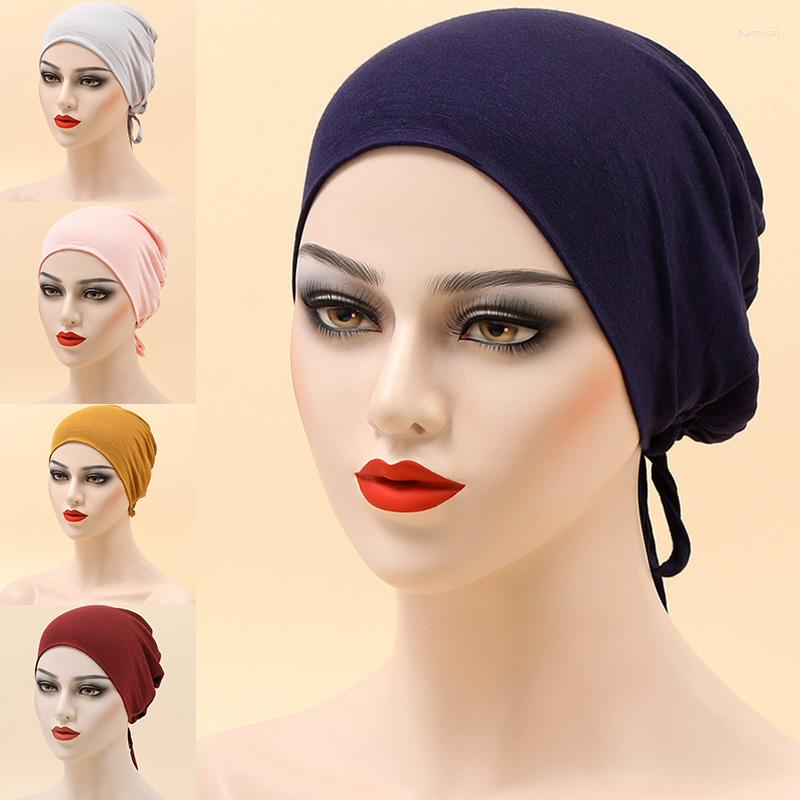 

Ethnic Clothing Fashion Muslim Inner Cap Stretch Hijab Women Headwrap Turban Bonnet Solid Color Bandana Islamic Hat Headwear Headscarf