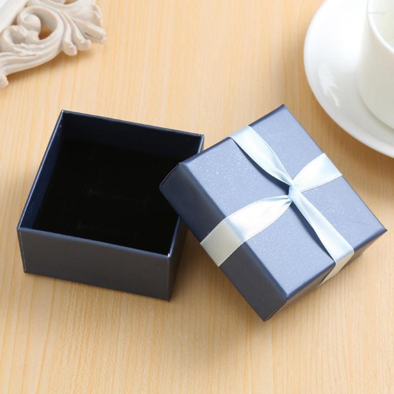 

Jewelry Pouches Simple Exquisite Solid Color Square Ribbon Box Storage Case Gift