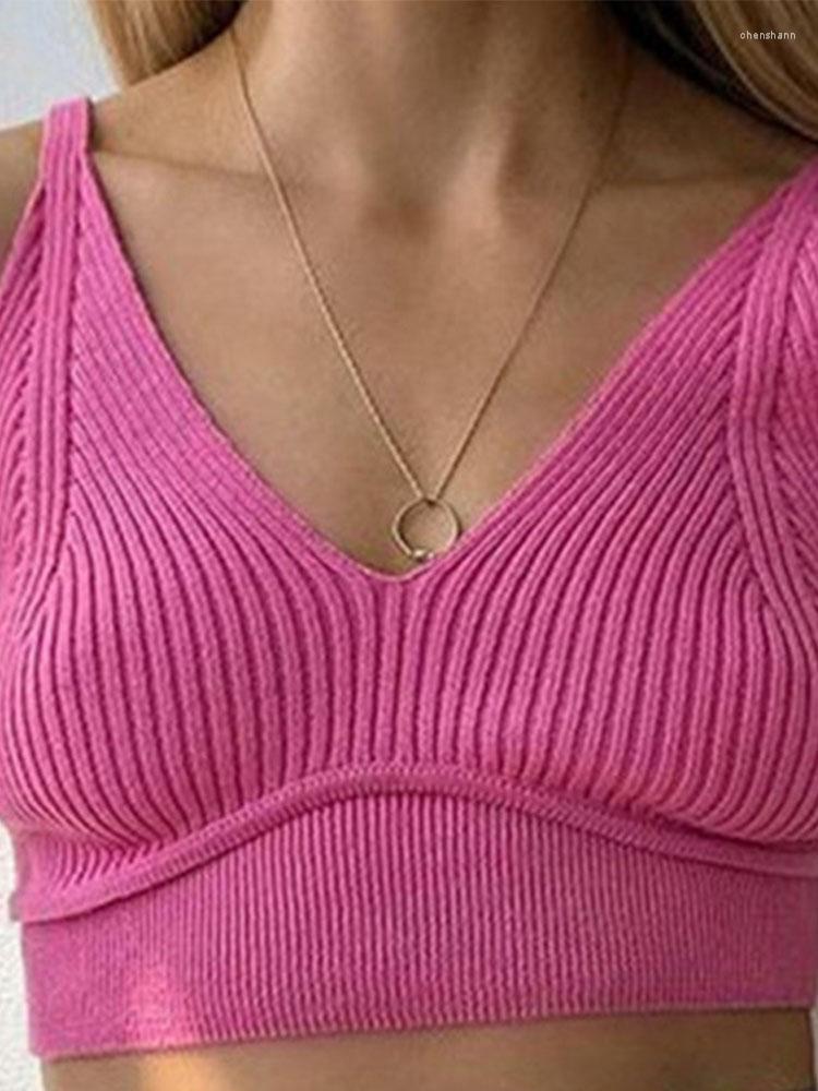 

Women' Tanks Sexy Crop Top Women Low Cut Basic Mini Camis Outfits White Off Shoulder Summer Casual Green Knitted Tank