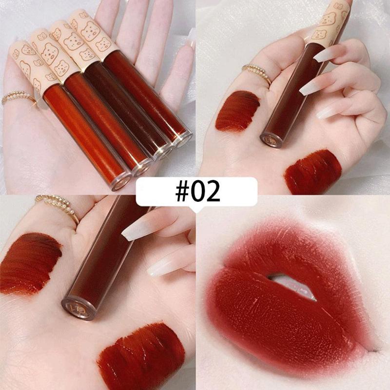 

Lip Gloss 4 Colors Matte Nude Liquid Lipstick Dark Red Brown Long Lasting Velvet Waterproof Pigment Makeup Glaze Cosmetic, 1pc 04
