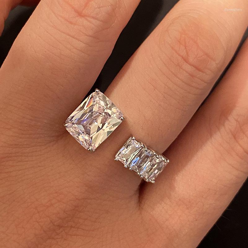 

Wedding Rings Micro-inlaid Zircon White Rich And Beautiful High-quality Temperament Exquisite Light Luxury Large Square Diamond Open Ring