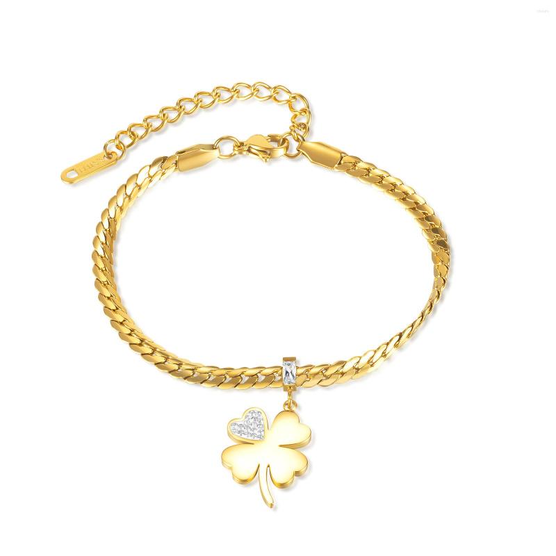 

Charm Bracelets Gold Leaf In Stainless Steel Delicate Lucky