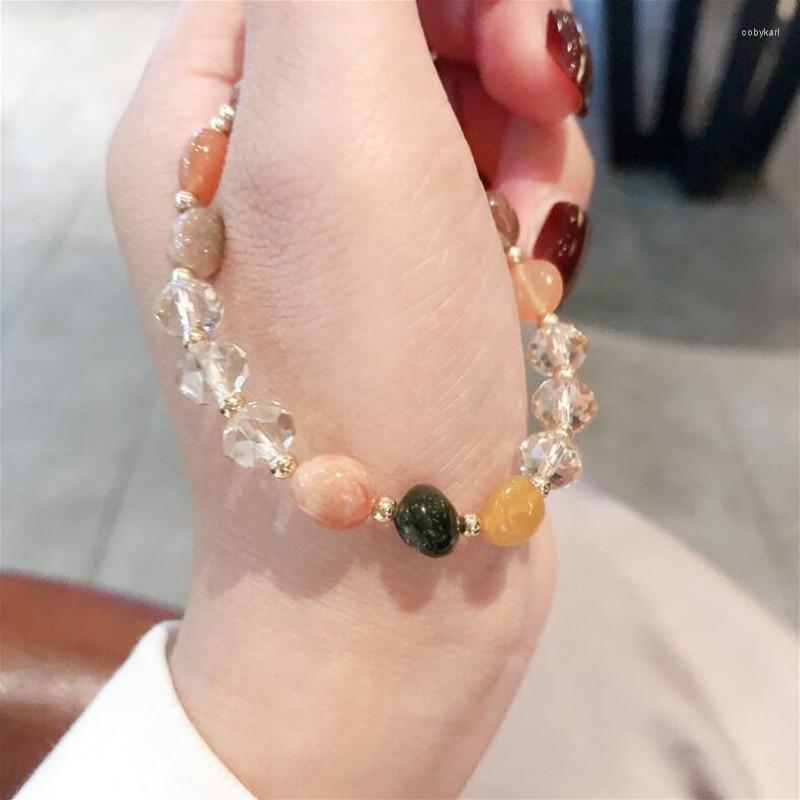 

Strand 2022 Summer Bracelet Female Irregular Natural Agate High Quality Crystal Elastic Rope Adjustable Size Fashion Accessories