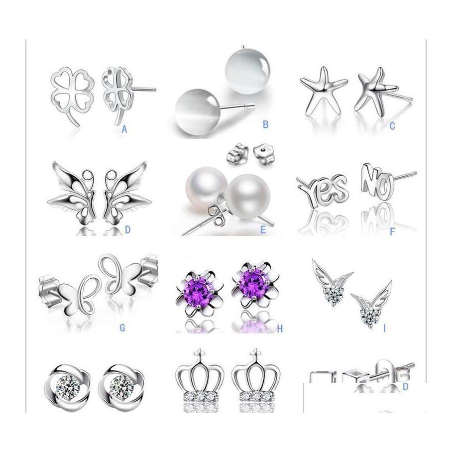 

Stud S925 Sier Plated Crystal Opal Pearl Earrings Crown Wing Letters Earings Fashion Brand Jewellery For Women Drop Delivery Jewelry Dhj0N