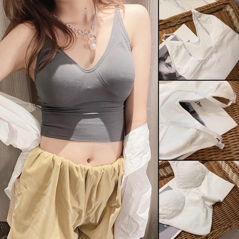 

Camisoles & Tanks 2022 Women's Adjustable Camisole Sports Underwear Seamless Breathable U-Shaped Tank Top For Yoga Fitness Running AIC88, White