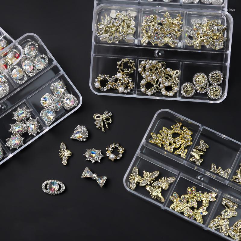 

Nail Art Decorations CHNRMJL 6Design/Set 3D Butterfly Pearl Rhinestones Alloy Shiny Glass Strass Gems For DIY Nails Manicure Decoration