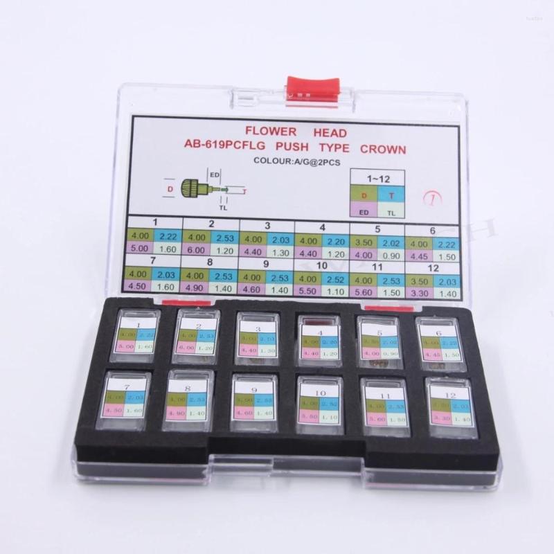 

Watch Repair Kits Parts Flower Head 619PCFLG Push Type Pocket Crown Refills Gold Color