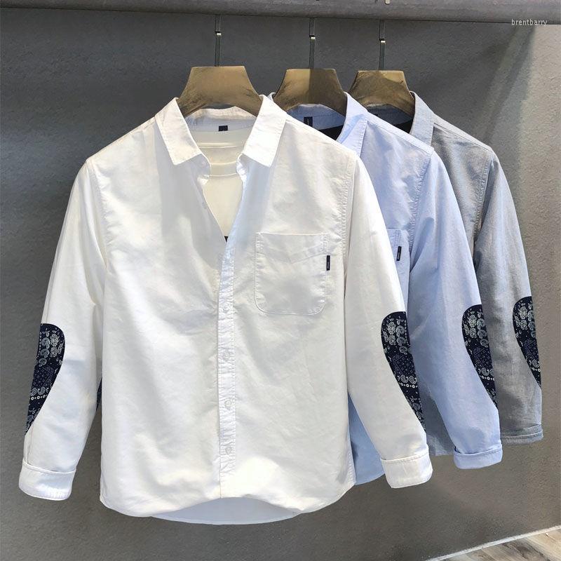 

Men's Casual Shirts Retro Fashionwhite Port Style Long Sleeve Shirt Men's Autumn Ruffian Handsome Coat, Gray