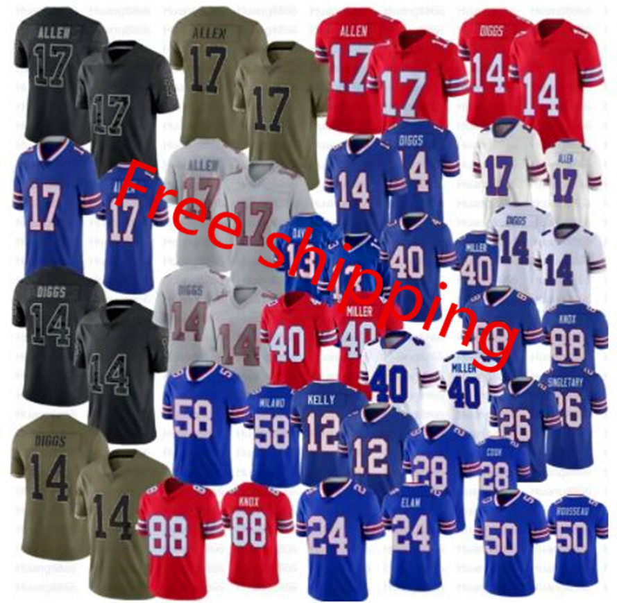 

Men Women Youth Josh Allen Buffalos Jersey Billes Von Miller Stefon Diggs James Cook Gabriel Davis Jim Kelly Dawson Knox Kaiir Elam Devin Singletary Milano