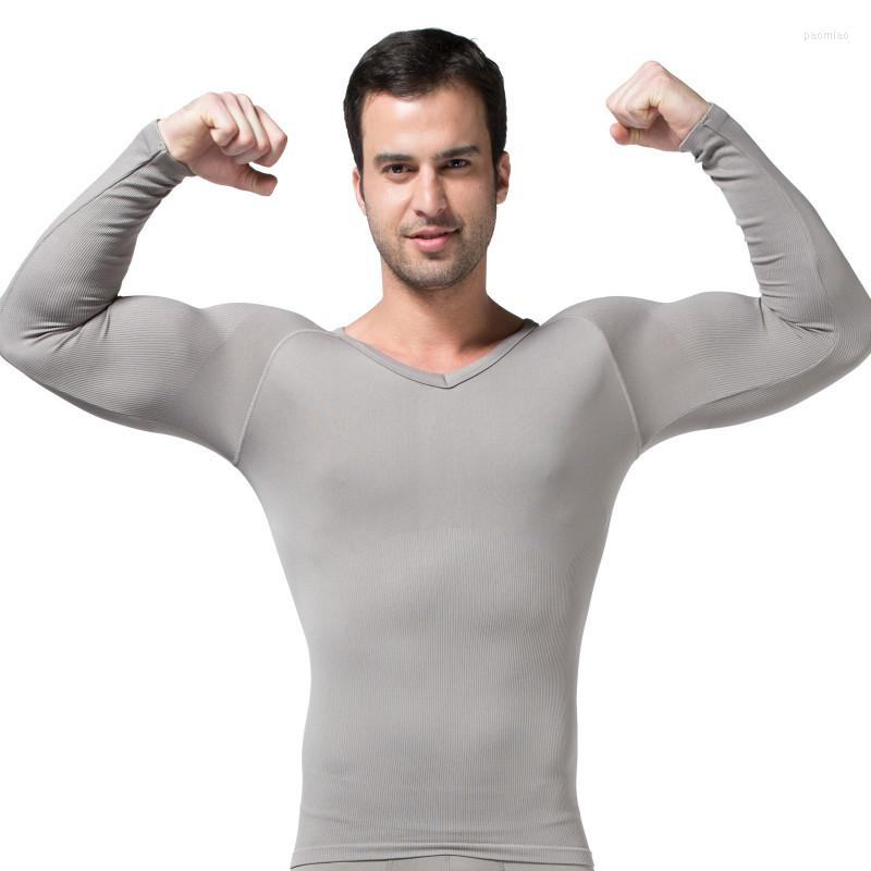 

Men' Body Shapers Men Seamless Warm V-collar Long Sleeve Tight Abdominal Curl Shaping Clothes Functional Breathable Comfortable Corset