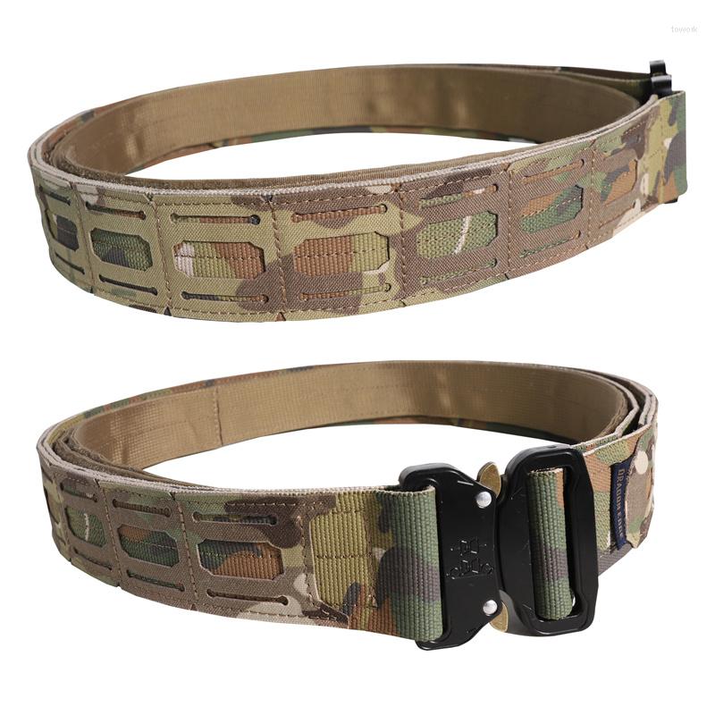 

Waist Support Tactical Laser Cutting MOLLE 2 Inches CS Outdoor Military Army Fighter Belt Hunting Double Layer Hard, Mc