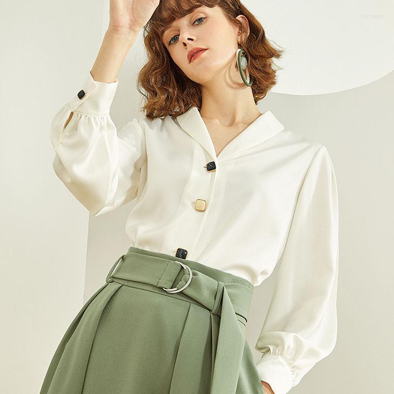 

Women's Blouses Women Blouse Fansilanen Chiffon White Female 2022 Spring And Autumn Long Sleeve Business Wear V-neck Shirt Blusas Mujer De, Black