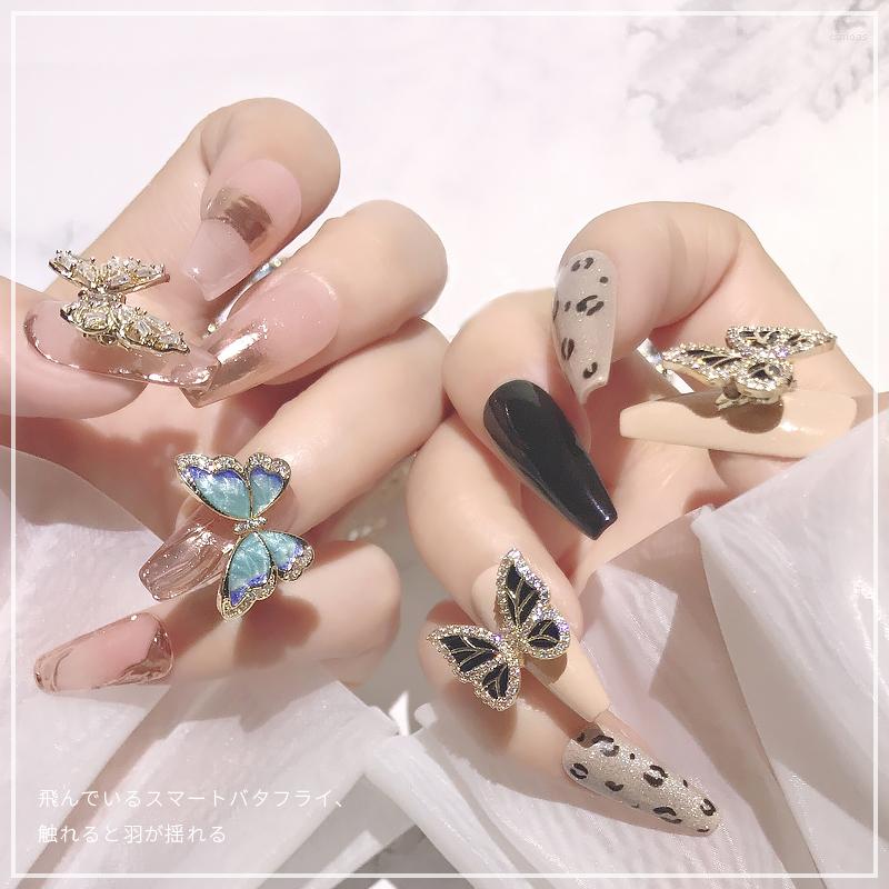 

Nail Art Decorations 2 Pc Est 3D Flying Butterfly Zircon Alloy Shake Wing Crystal Luxury Nails Jewelry Manicure Acc