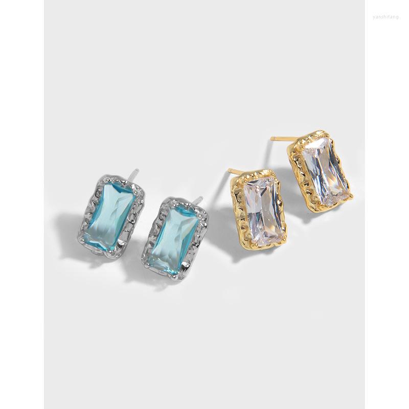 

Dangle Earrings S925 Sterling Silver Stud For Women Wedding Party Sea Blue Color Paved CZ Fashion Jewelry Brincos