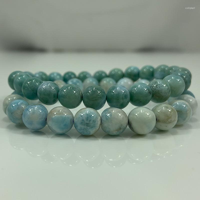 

Strand 8mm Natural Larimar Stone Beads Bracelet Round Blue Loose Bangle For Women Men Bracelets Gift DIY Necklace