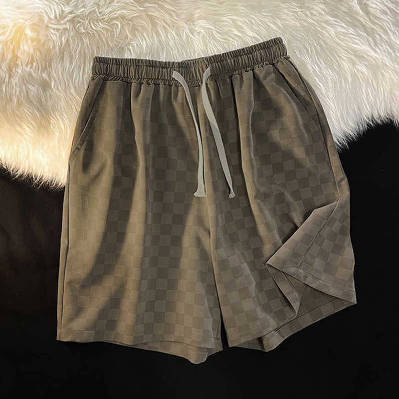 

Men's Shorts High quality Beach Shorts Men's Summer Thin Pants Fashion Brand ins Chessboard Casual Capris Korean Loose Sport G221214, Gray2