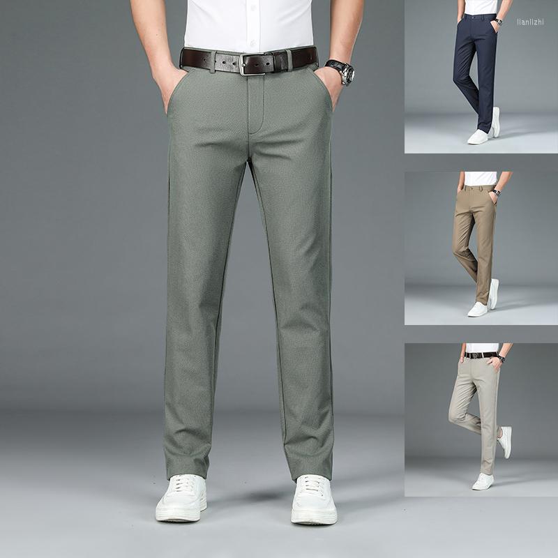 

Men's Suits 2022 Casual Pants Male Stretch Business Straight Trousers Men Office Breathable Men's Classic 6 Colors, Black