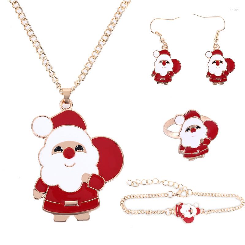 

Necklace Earrings Set Christmas Decoration Jewelry Suit Cute Comfortable Children 4pcs/Set Cartoon Women, Picture shown