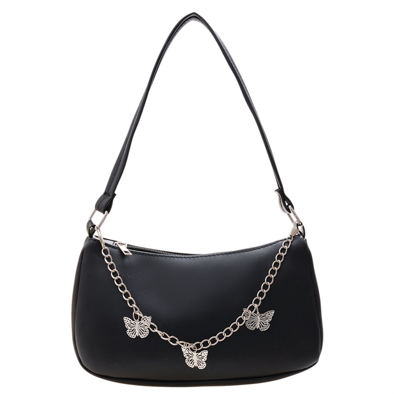 

Leisure Fashion Women Butterfly Chain Shoulder Underarm Bags Casual Ladies Pure Color Small Purses Handbags Elegant PU Leather Hobo Bags, Color 02