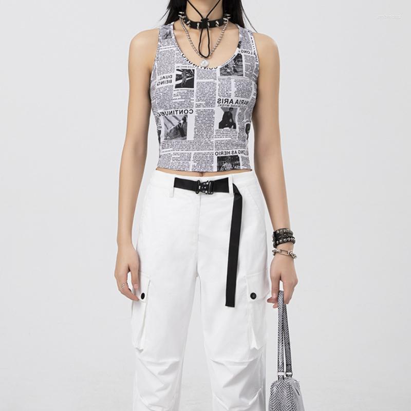 

Women' Tanks 2022 Y2k Cropped Tops Women Short Clothes Female Sexy Harajuku Halter Belt Print Vest Corset Clothing Crop, Blue