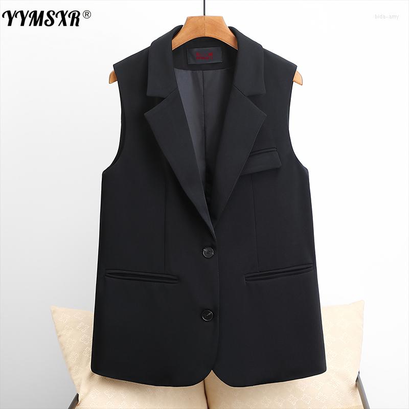 

Women's Suits 2022 Spring And Autumn Large Size Women's Suit Vest Fashion Pure Color Black Ladies Office Elegant Jacket High Quality