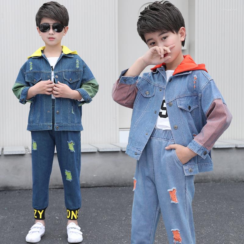 

Clothing Sets IENENS Kids Baby Boys Girls Denim Hoodies Jeans Child Outfits Suits Children Clothes Wears, Picture shown