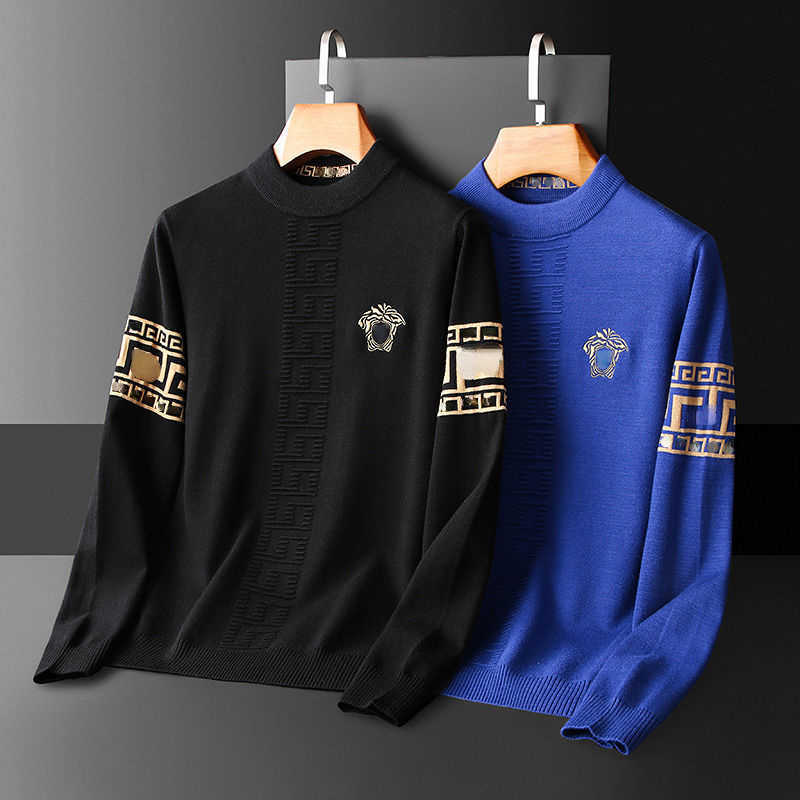 

winter designer knitted sweater mens fashion beauty pullover sweaters casual warm knittedshirt long-sleeved sweatshirt, Black