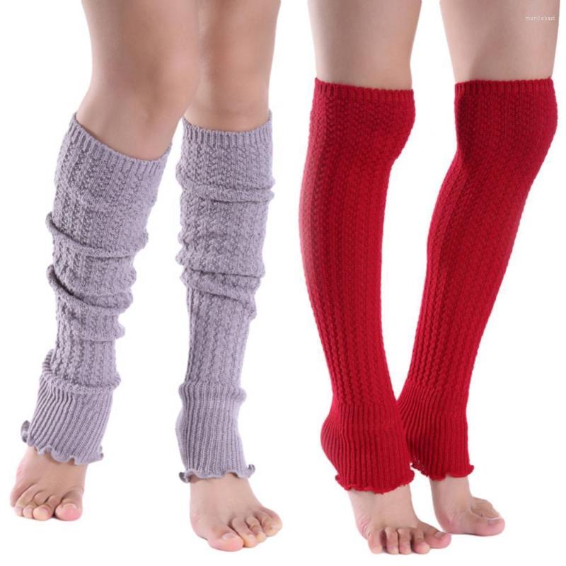 

Women Socks Fashion Solid Color Knee High Knitted Pleated Long Yoga, White