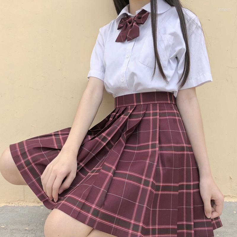 

Bras Sets 2022 School Uniform Korean Student JK Seifuku Blouse Pleated Skirt Tie Full Set Girl Plaid Green Uniforms For Woman, Picture shown