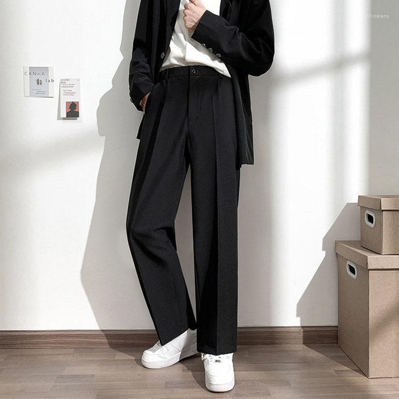 

Men' Suits Summer Men' Clothing Thin Black Trousers Suit Pants Straight Loose Work Overalls Streetwear Corpped For Men
