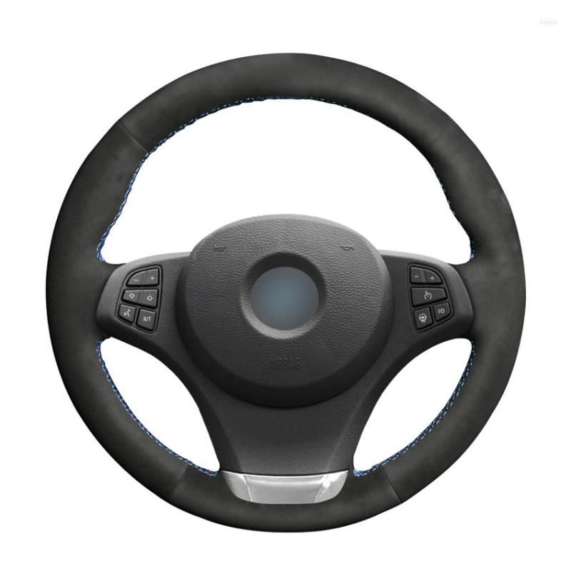 

Steering Wheel Covers Hand-stitched Black Suede Comfortable Soft Car Cover For E83 X3 2003 2004 2005-2010 E53 X5 2005 2006