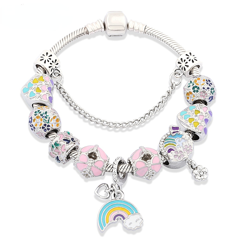 Charm Bracelets Selling Mixed Color Flower Blooming Rainbow Drop Nectarine Heart Moon Beaded Bracelet Accessories-image-829966467