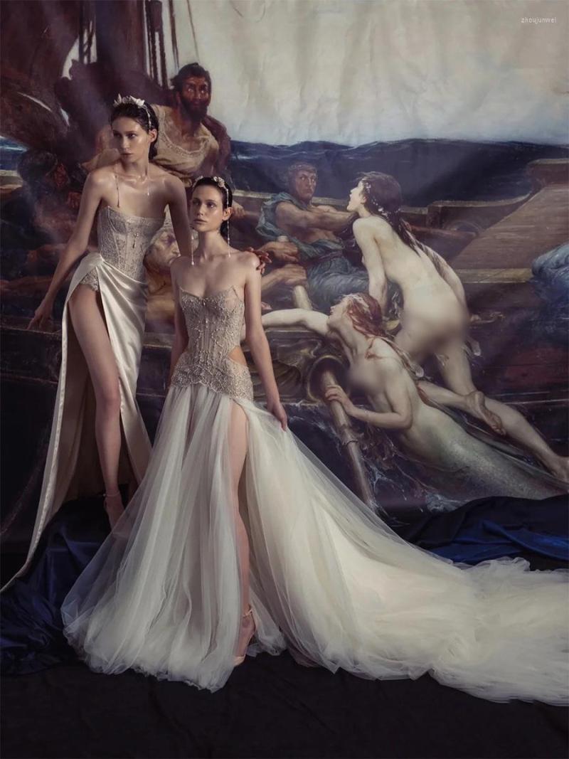 

Party Dresses Gorgeous Sheer Top Evening Dubai Celebrity Prom Gown For Robe Femme Soiree Sexy Said Split, As the picture