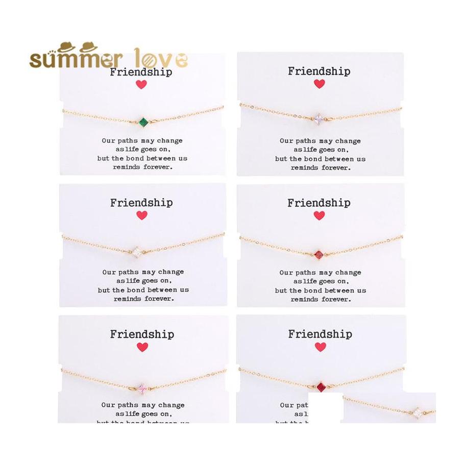 

Link Chain Designs Gold Pendant Bracelets For Women Girl Simple Square Cz Zircon Charm Adjustable Party Friendship Jewelry Gift 359 Otgjm