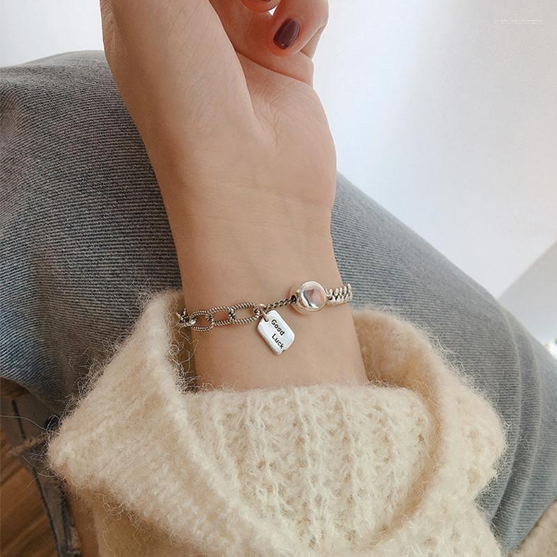 

Charm Bracelets Todorova Geometric Square Brand Letter Good Luck Charms Bracelet For Women Retro Female Vintage Jewelry