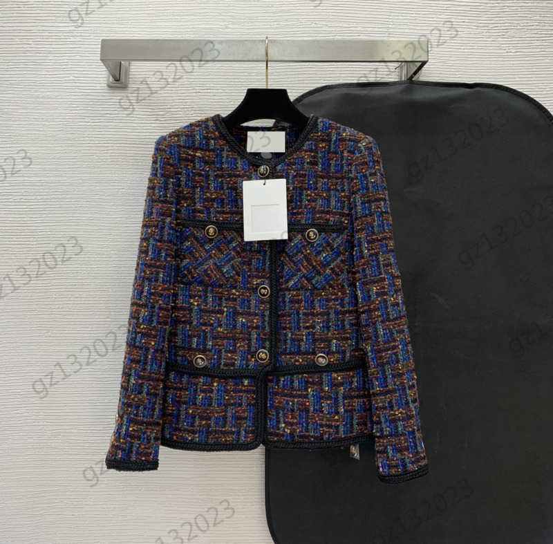 

Womens Jackets Sequins Woven Colored Tweed Round Neck Short Jackets Custom Button Open Long Sleeve Slimming Coats Designer Brand Women Clothes 1970, 11