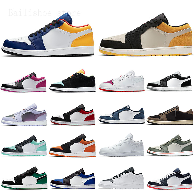 

Top Custom Jumpman 1 Low Basketball Shoes 1s Wolf Grey Carbon Fiber Arctic Punch Black Toe Fragment Reverse Mocha Unc Grey Camo Mens Trainers Women Sneakers 36-44 I1, #6