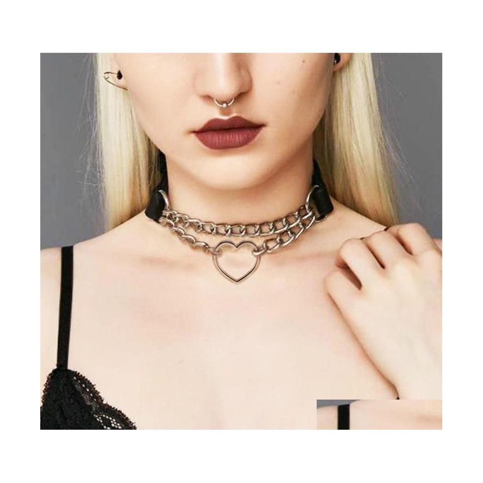 

Chokers Heart Loop Punk Choker For Women Adjustable Soft Pu Leather Cute Party Club Jewelry Necklace 3614 Q2 Drop Delivery Necklaces Dho2E