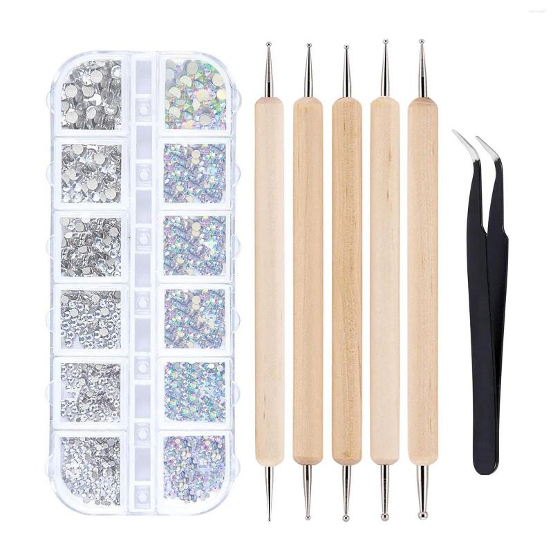 

Nail Art Decorations 1440 Pcs AB Crystal Rhinestones 6 Size Flatback For Crafts Sizes Gems Stones With 5 Picking Pen And