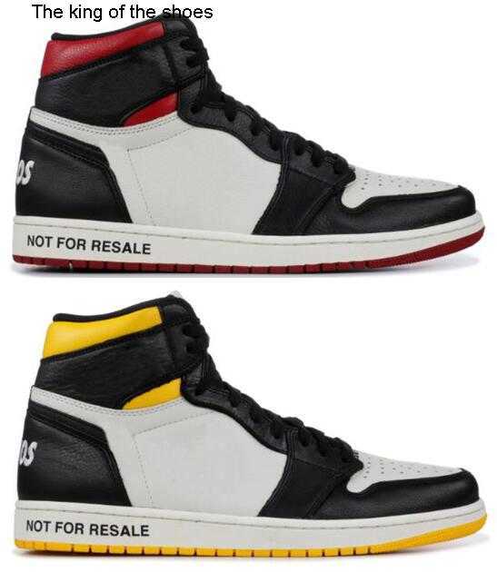 

1 No L's Not for Resale No Photos Basketball Shoes Men Women 1s White Red Black Yellow Sneakers with Box, Black toe