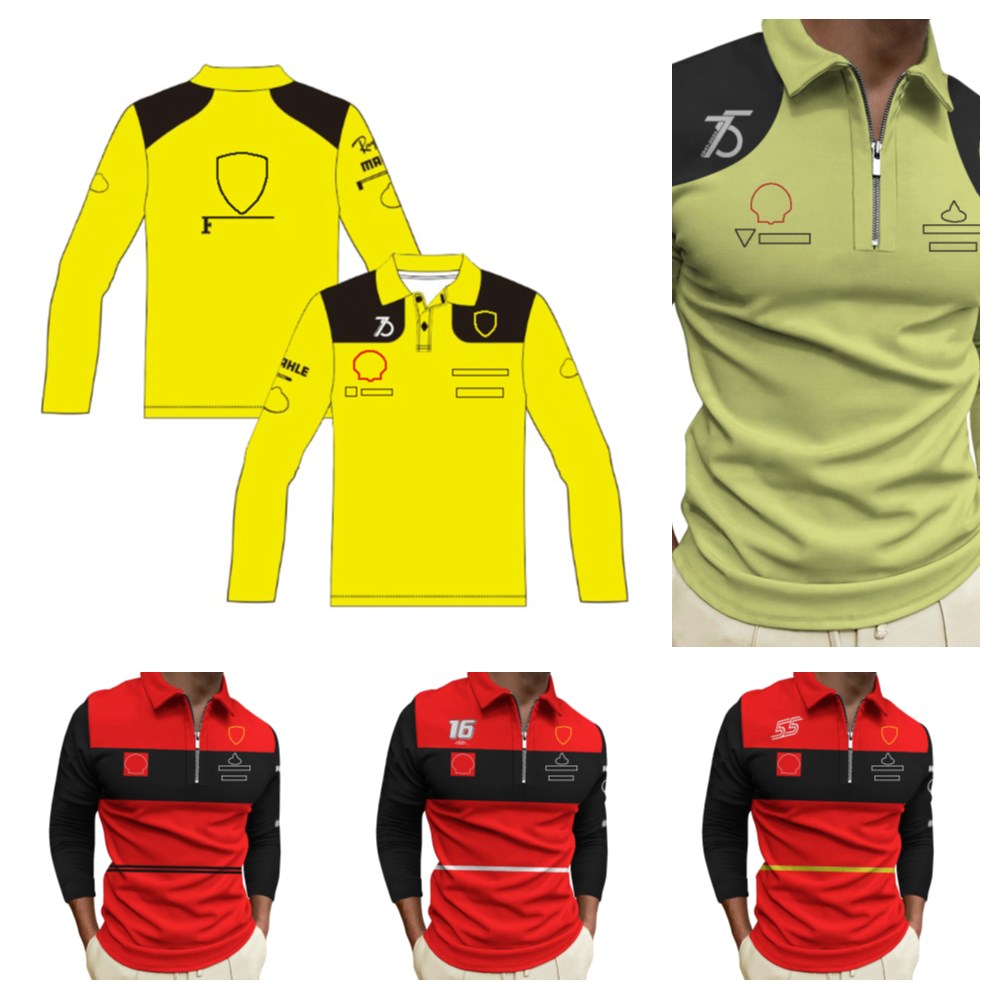 

New F1 racing suit men's team uniform plus size lapel long sleeve T-shirt