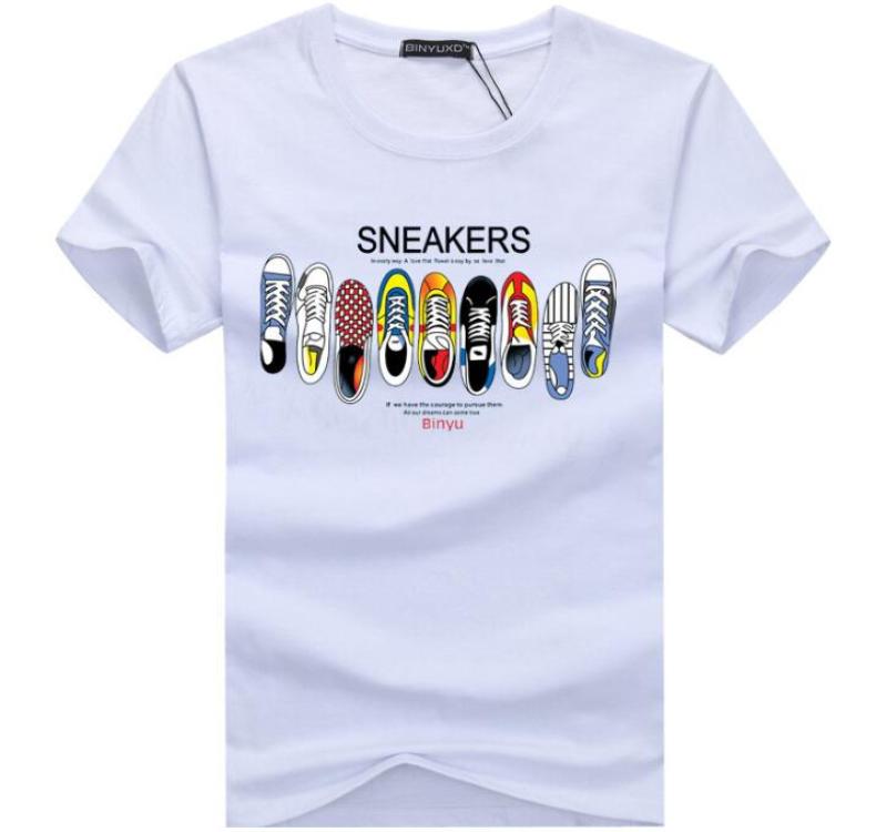 

Mens Designer T Shirt Letter Sneaker Print Casual Short Sleeve Black White Fashion Men High Quality Tees Tops1265513