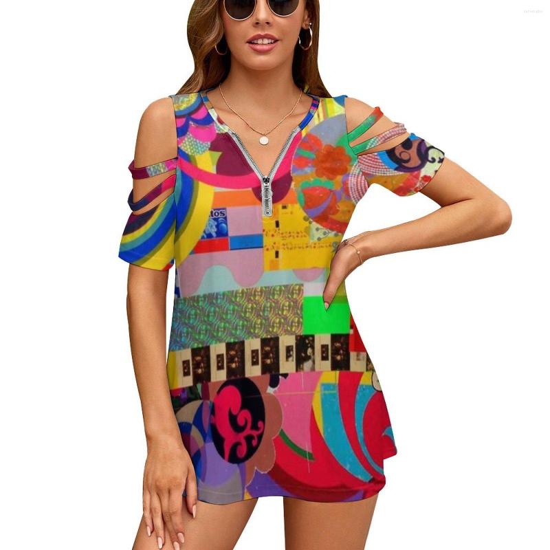 

Women's T Shirts Beatriz Milhazes Women Zipper Sexy Printed Vintage Tops Full Print T-Shirt Artist Brazil Brazilian Collage, Nz150